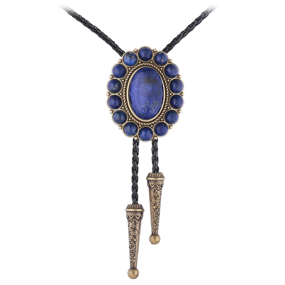 2549 Dark Blue Turquoise Bolo Tie – Western Cowboy Cowgirl Necktie, Round